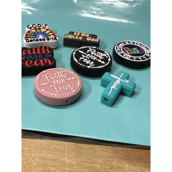 Silicone Focal Beads DIY For Beadable Pens Faith Bible Mixed Lot Of 7 Pieces - Picture 4 of 4